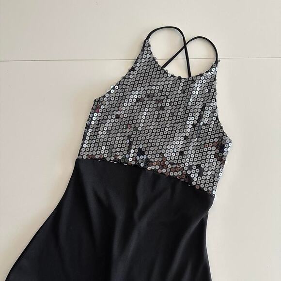 Vintage y2k black sequin midi dress - Picture 1 of 8